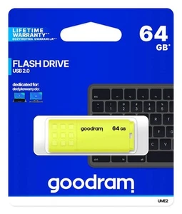 Goodram Ume2-0640Y0R11 Pendrive USB 64Gb USB 2.0 Yellow - Photo 1/6