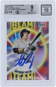 Anthony Rizzo Yankees Signed 2022 Topps Stadium Club Chrome #BT-10 BAS 9/10 Card - Picture 1 of 3