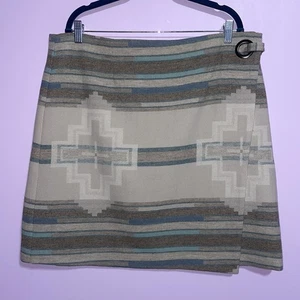 Pendleton Wool Wrap Skirt Women Size 16 Knee Length Aztec Southwestern Neutral - Picture 1 of 8
