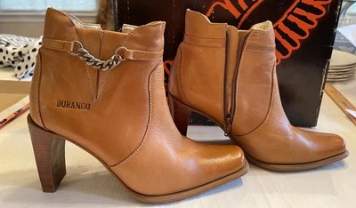 DURANGO Ankle Boots Booties Cowboy Chain Buckskin/Tan Leather Women Shoes Sz 6 - Image 1 of 4