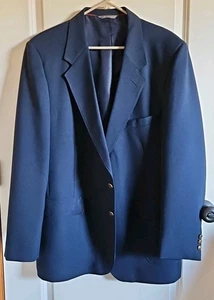 Levi's Business Class Action Suit Blazer Navy Blue Polyester Men's Size 46R Vtg. - Picture 1 of 11