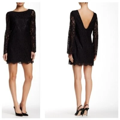 Mini vestido de coquetel ALEXIA ADMOR preto recortado renda aberto costas em V LBD P = 4/6 🖤 - Imagem 1 de 4