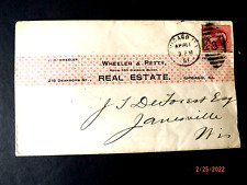 1891 US Cover - Wheeler & Petty Real Estate - Chicago To Janesville, Wisconsin