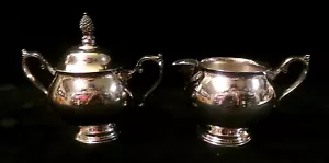 ANTIQUE NEWBURYPORT SILVER CO. SILVER PLATED SUGAR BOWL & CREAMER SET - Picture 1 of 16