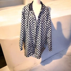 Kim Rogers Anorak Wind Rain Jacket Navy Blue white Hood 3X Zippered Snap Button - Picture 1 of 9