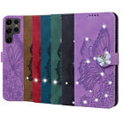 Diamond Butterfly Wallet Cover Case For S23 S22 S21 S20 Ultra S10 S9