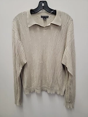 Vintage Barneys New Yorksilk para hombre talla Suéter con cuello tejido con cable beige M Foto 1 de 4