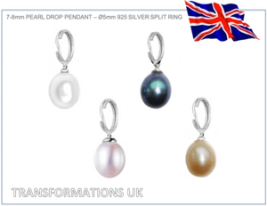 Pearl Charm Pendant - Genuine Freshwater - 925 Sterling Silver - Colour Options - Picture 1 of 5