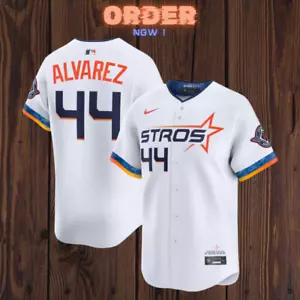 Men's Yordan Alvarez #44 White Astros 2025 City Stitched Jersey Size " L " - Picture 1 of 1