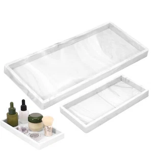 2x Bathroom Vanity Tray Shatterproof Silicone Rectangle Countertop Organizer ✡ - Picture 1 of 6