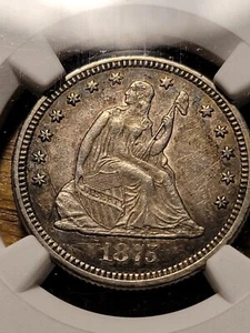 1875-CC Seated Liberty Quarter N.G.C. A.U. Details Low Mintage - Picture 1 of 5
