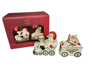 Lenox Salero y Pimentero Navidad Santa Polo Norte Tren Set Usado - Imagen 1 de 1