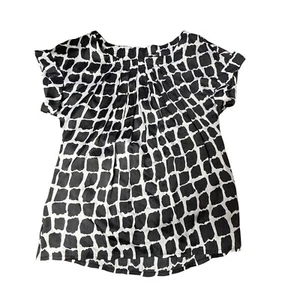 Essentials by Milano Bluse Oberteil schwarz weiß Print Kurzarm Gr. S - Bild 1 von 4