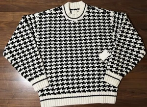 Aime Leon Dore ALD Knit Classic Houndstooth Crewneck Sweater Black White Medium - Picture 1 of 6