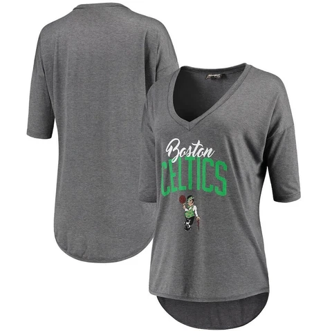 Boston Celtics Gameday Couture Women's V-Neck Tri-Blend Half-Sleeve Gray T-Shirt Cover