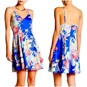 Yumi Kim Blue Floral Lined Mini Dress Women's size Small - Picture 1 of 11