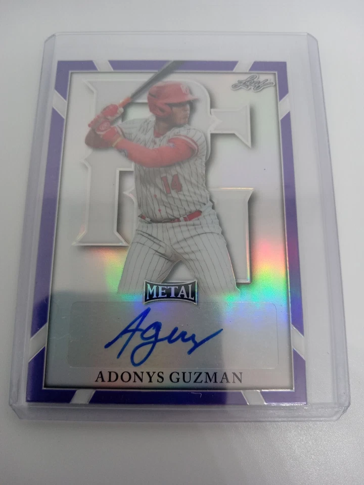 2021 LEAF PERFECTGAME METAL ADNOYS GUZMAN AUTO PURPLE 7/25 - Image 1 of 1