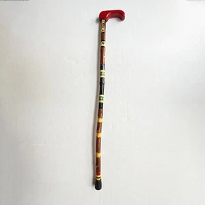 Wooden Cane Walking Stick Custom Diamonds King Cards India Made Solid 35 in - Picture 1 of 8