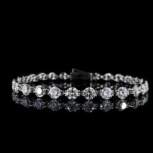 4mm Certified Treated Lovely Unisex Off White Diamond Tennis Bracelet,925 Silver - Picture 1 of 6