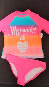 GIRLS SIZE plus 14 16 ** 2 PC RASH GUARD & BIKINI SWIM BOTTOMS CLOTHING - NEW - Picture 1 of 1