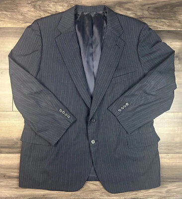 Vtg Tom James Blazer Men's Color Striped Navy Blue Sport Coat Custom Tailored - Image 1 of 4