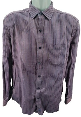 Johnston & Murphy Long Sleeve Button Up Shirt Purple Navy Striped Size Large - Image 1 of 4