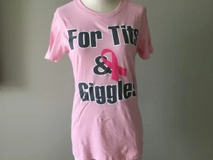 For Tits and Giggles rosa Brustkrebs T-Shirt L Large neu mit Etikett  - Bild 1 von 3