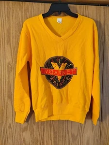 Vintage 90s France Vuarnet Sweatshirt Small Yellow Big-Print Logo - Picture 1 of 1