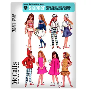 Barbie Doll Skipper Sewing Pattern Vintage McCall's 7841 Knitting Coat Dress Hat - Picture 1 of 2