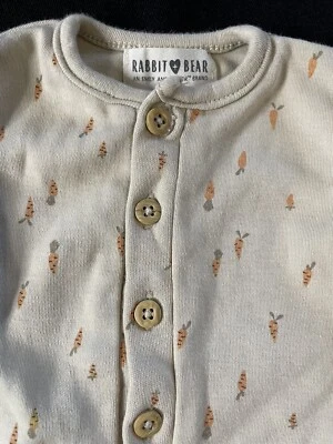 Rabbit Bear Tan/Orange Carrots Sleeveless Organic Cotton Coverall-0-3Mos - Image 1 of 4