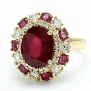 Rot Oval Dopple Halo Diamant Hochzeit Ring Verlobungsring Gelbgold-Finish Silber - Bild 1 von 8