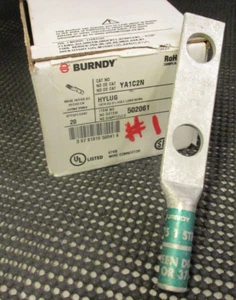 BURNDY YA1C-2N 1AWG COPPER 2-HOLE LONG BARREL COMPRESSION LUG 'SAMEDAY SHIP' - Picture 1 of 6