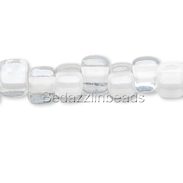 100 Glass Miyuki 4mm x 3mm White & Clear Color Lined 5/0 Triangle Seed Beads - Image 1 of 1