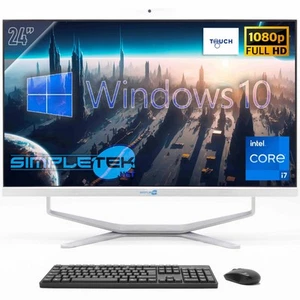 All In One PC 24" FHD Touchscreen Windows 10 I7 4GB 120GB Fixed Webcam 2K - Picture 1 of 9