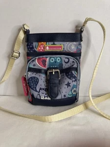 LILY BLOOM Crossbody Small Canvas Messenger Bag Purse Owls Print - Picture 1 of 11