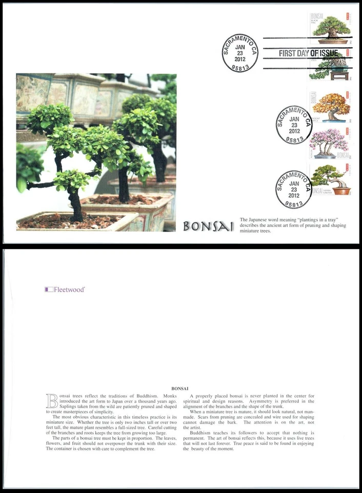 2012 Bonsai Plants Sc 4622a FDC Fleetwood miniature trees gardening zen plants - Image 1 of 1