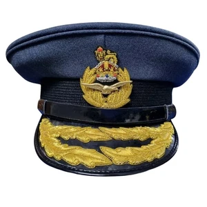 WW2 British RAF Visor Cap - Upholstered Royal Air Force Officer Hat Reproduction - Picture 1 of 6