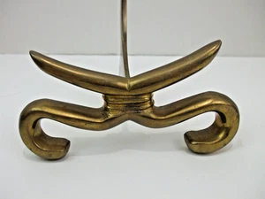 Vintage Solid Brass Art Style Display Stands Heavy Easel Table Top Plate Holder - Picture 1 of 7