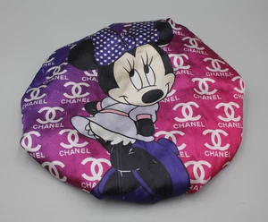 Disney Minnie Mouse X Chanell Hair Net Bonnet Silky Texture SOFT Pink Purple - Picture 1 of 9