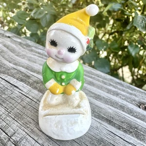 Porta carte bambino neve ceramica Natale Pixie Japan Snowbaby Harold Gale vintage - Foto 1 di 6