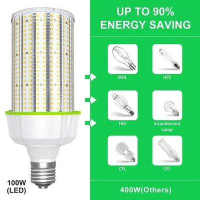 For Garage Workshop Warehouse Replace 500W MH HPS Bulb 6000K LED Corn Light 100W - Image 1 of 4