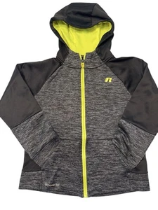 Russell Dri-Power 360 Hooded Jacket - Boy's Youth - Size M 8 Gray/Black/Yellow - Picture 1 of 11