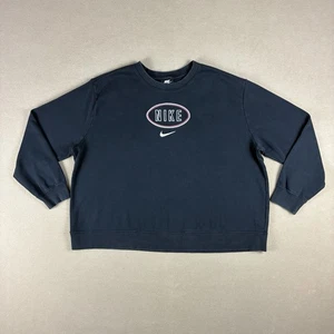 Felpa girocollo Nike donna 2X nera ricamata logo ovale swoosh - Foto 1 di 9