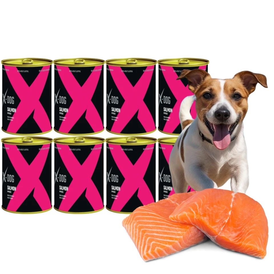 Nassfutter Hund 8x 800g Lach in Stücken Getreidefrei Hundefutter X-DOG - Bild 1 von 4