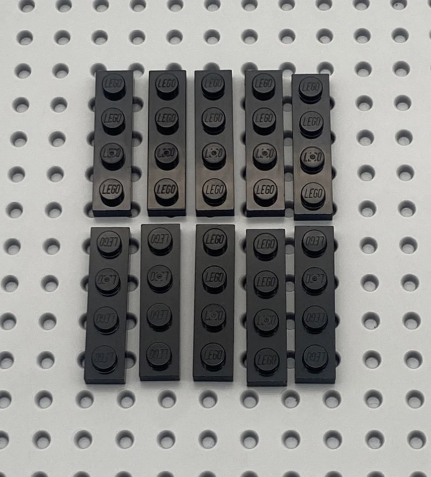 LEGO® 10x Platte Bauplatte 1x4 flach 3710 schwarz - Bild 1 von 1