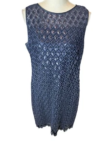 Ralph Lauren dunkelblau Pailletten Spitze Midi Cocktailkleid Gr. 16 $ 225 Hochzeit Datum - Bild 1 von 8