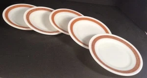 Vintage 5 Pyrex Tableware By Corning Bronze Scroll Dbl Tough 6.75” Plates #704 - Picture 1 of 8