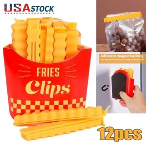12PCS Fridge Magnetic Food Bag Clips French Fries Shaped Sealing Clips Kitchen - Picture 1 of 13