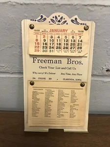RARE 1928 Freeman Bros. Grocery Store Calendar & Grocery List Clarinda, Iowa - Picture 1 of 8