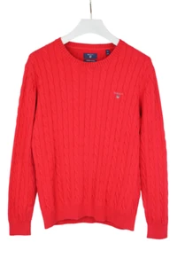 GANT Premium Cotton Jumper Men's LARGE Pullover Cable Knit Red - Picture 1 of 10